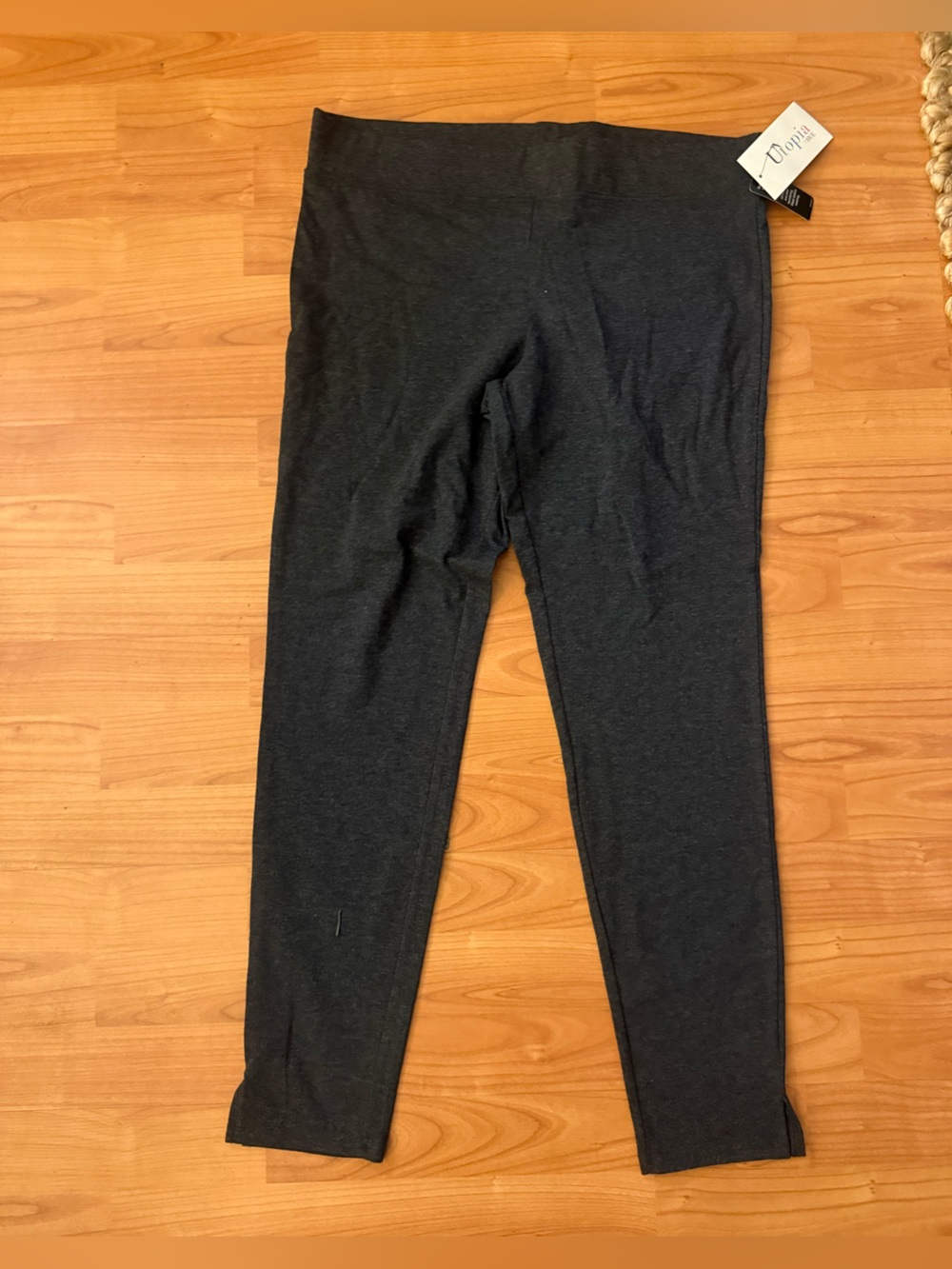 NWT Women’s Utopia by HUE L Cotton Grey Heather with Slits Leggings Pants